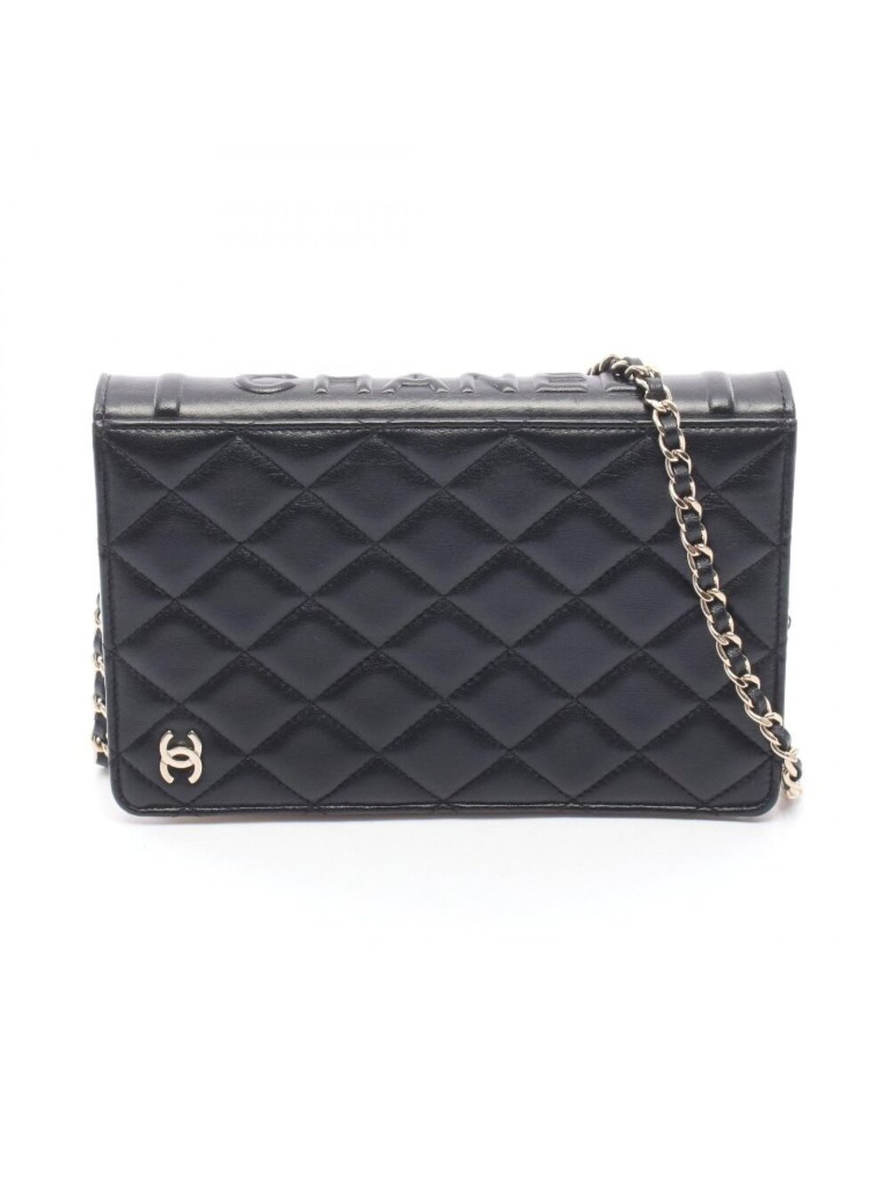 Chanel Shoulder Bag Book Quilted Black White Lambskin Chain Wallet - Picture 1 of 11